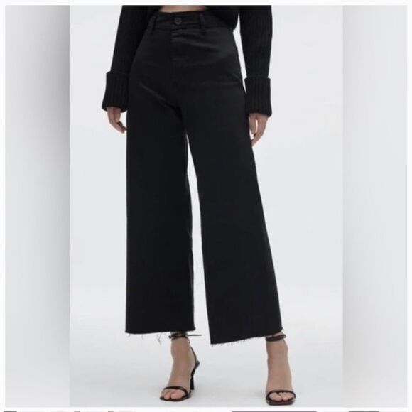 NWT Zara The Marine Straight High Rise Stretch Raw Hem Jeans Sz 14 - Picture 6 of 11